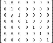 \begin{displaymath}
\left[
 \begin{array}
{cccccccc}
 1 & 0 & 0 & 0 & 0 & 0 & 0 ...
 ...& 0 & 1 & 0 \\  0 & 0 & 0 & 0 & 0 & 0 & 1 
 \end{array} \right]\end{displaymath}