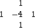 \begin{displaymath}
\begin{array}
{rrr}
 & 1 & \\  1 & -4 & 1 \\  & 1 &\end{array}\end{displaymath}