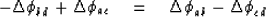 \begin{displaymath}
- \Delta \phi_{bd}
 + \Delta \phi_{ac}
 \eq 
 \Delta \phi_{ab}
 - \Delta \phi_{cd}\end{displaymath}