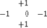 \begin{displaymath}
\begin{array}
{rrr}
 \ & +1 & \ \\  -1 & 0 & -1 \\  \ & +1 & \ 
 \end{array}\end{displaymath}