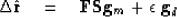 \begin{displaymath}
\Delta\hat{\bold r} \quad =\quad
 \bold F\bold S \bold g_m + \epsilon\; \bold g_d\end{displaymath}