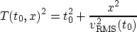 \begin{displaymath}
T(t_0,x)^2 = t_0^2 + \frac{x^2}{v_{\rm RMS}^2(t_0)}\end{displaymath}