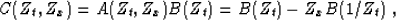 \begin{displaymath}
 C(Z_t,Z_x) = A(Z_t,Z_x) B(Z_t) = B(Z_t) - Z_x B(1/Z_t)\;,\end{displaymath}