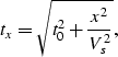 \begin{displaymath}
t_x=\sqrt{t_0^2+\frac{x^2}{V_s^2}},\end{displaymath}