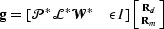 $\bold g= \left [\P^*\mathcal L^*\mathcal W^*\quad\epsilon I\right ] \left [\Rd\atop\Rm\right ] $