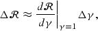 \begin{displaymath}
\Delta \mathcal R\approx \left. \frac{d \mathcal R}{d \gamma} \right\vert _{\gamma=1} \Delta \gamma,\end{displaymath}