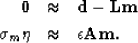 \begin{eqnarray}
\bf 0&\approx&\bf d- \bf L\bf m
\\ \sigma_{m} \bf \eta &\approx&\epsilon \bf A\bf m. \nonumber\end{eqnarray}