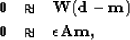 \begin{eqnarray}
\bf 0&\approx&\bf W ( \bf d- \bf m)
\ \nonumber
\bf 0&\approx&\epsilon \bf A\bf m,\end{eqnarray}