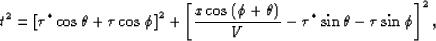\begin{displaymath}
t^2 = \left[\tau^* \cos{\theta} + \tau \cos{\phi}\right]^2 
...
 ...+\theta)}}{V} - \tau^* \sin{\theta} - \tau \sin{\phi}\right]^2,\end{displaymath}