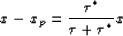 \begin{displaymath}
x-x_p = \frac{\tau^*}{\tau+\tau^*}x\end{displaymath}