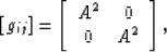 \begin{displaymath}
\left[g_{ij}\right] =
\left[\begin{array}
{cc}
 A^2 & 0\\  0 & A^2 \\ \end{array}\right],\end{displaymath}