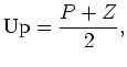 $\displaystyle {\rm Down} = \frac{P - Z}{2}.$