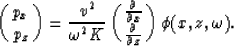 \begin{displaymath}
\pmatrix{p_x \cr p_z }
= {v^2 \over \omega^2 K} \pmatrix{{\p...
 ...partial x}
\cr {\partial \over \partial z}} \phi(x,z,\omega) . \end{displaymath}