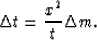 \begin{displaymath}
\Delta t = {x^2 \over t} \Delta m.\end{displaymath}