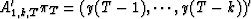 $A'_{1,k,T}\pi_T=(y(T-1),\cdots,y(T-k))'$