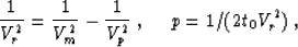 \begin{displaymath}
{1\over V_r^2}={1\over V_m^2}-{1\over V_p^2} \;, \mbox{\hspace{0.5cm}}p=1/(2t_0V_r^2) \;,\end{displaymath}