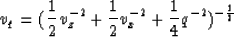 \begin{displaymath}
v_q=({1\over 2}{v_z^{-2}}+{1\over 2}{v_x^{-2}}+{1\over 4}{q^{-2}})^{-{1\over 2}}\end{displaymath}