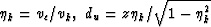 $\eta_k = v_c/ v_k,\ d_u = z\eta_k / 
\sqrt{1 -\eta_k^2}$