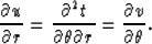 \begin{displaymath}
{\partial u \over \partial r}={\partial^2 t \over {\partial \theta \partial r}}
={\partial v \over \partial \theta}.\end{displaymath}