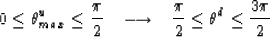 \begin{displaymath}
0 \le \theta^u_{max} \le {\pi \over 2} \;\;\; \longrightarrow \;\;\;
{\pi \over 2} \le \theta^d \le {3 \pi \over 2} \end{displaymath}