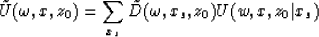 \begin{displaymath}
\tilde{U}(\omega,x,z_0) = \sum_{x_s} \tilde{D}(\omega,x_s,z_0)U(w,x,z_0\vert x_s)\end{displaymath}