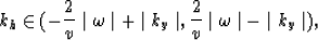\begin{displaymath}
k_h \in (-{2 \over v}\mid \omega \mid + \mid k_y \mid ,
{2 \over v}\mid \omega \mid - \mid k_y \mid),\end{displaymath}