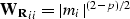 \begin{displaymath}
{\bf W_R}_{ii} = \vert m_{i} \vert^{(2-p)/2}\end{displaymath}