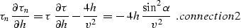 \begin{displaymath}
{{\partial \tau} \over
{\partial h}} \,=\,{{\partial \tau} \...
 ...cos{\alpha} \sin{\gamma}} \over
{v}} \,\,\,.
\EQNLABEL{snells2}\end{displaymath}