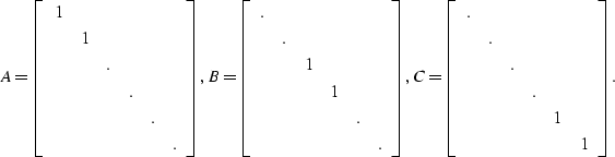 \begin{displaymath}
A=
\left[
\begin{array}
{cccccc}
1& & & & & \\  &1& & & & \\...
 ...  & & &.& & \\  & & & &1& \\  & & & & &1 \\ \end{array}\right].\end{displaymath}