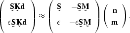 \begin{displaymath}
\left(
\begin{array}
{c}
 \st S\st K \sv d \\  \epsilon \st ...
 ...) 
\left(
\begin{array}
{c}
\sv n \\ \sv m \end{array}\right) .\end{displaymath}