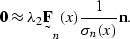 \begin{displaymath}
\sv 0 \approx \lambda_2 \st F_n(x) \frac{1}{\sigma_n(x)} \sv n.\end{displaymath}