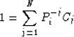 \begin{displaymath}
1 = \sum_{\rm j=1}^N P^{-j}_i C_j\end{displaymath}