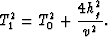 \begin{displaymath}
T_1^2 = T_0^2 + \frac{4h_g^2}{v^2}.\end{displaymath}