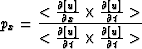 \begin{displaymath}
p_x = \frac{<\frac{\partial [u]}{\partial x}\times\frac{\par...
 ...rtial [u]}{\partial t}\times\frac{\partial [u]}{\partial t}\gt}\end{displaymath}