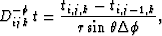 \begin{displaymath}
D_{ijk}^{-\phi}\,t = \frac{t_{i,j,k} - t_{i,j-1,k}}{r \sin \theta \Delta \phi},\end{displaymath}