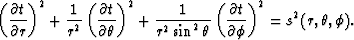 \begin{displaymath}
\left( \frac{\partial t}{\partial r} \right)^2 
+\frac{1}{r^...
 ...frac{\partial t}{\partial \phi} \right)^2 = s^2(r,\theta,\phi).\end{displaymath}