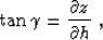 \begin{displaymath}
 \tan{\gamma} = \frac{\partial z}{\partial h}\;,\end{displaymath}