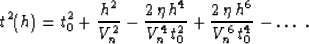 \begin{displaymath}
t^2(h) = t_0^2 + {h^2 \over V_n^2} - {{2\,\eta\,h^4} \over 
...
 ...\,t_0^2}} + {{2\,\eta\,h^6} \over 
{V_n^6\,t_0^4}} - \ldots \;.\end{displaymath}
