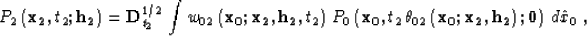 \begin{displaymath}
P_2\left({\bf x_2},t_2;{\bf h_2}\right)={\bf D}_{t_2}^{1/2}\...
 ...}\left({\bf x_0;x_2, h_2}\right);
{\bf 0}\right)\,d\hat{x}_0\;,\end{displaymath}