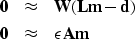 \begin{eqnarray}
\bold 0 & \approx & \bold W ( \bold L \bold m - \bold d) \\ \bold 0 & \approx & \epsilon \bold A \bold m\end{eqnarray}