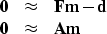 \begin{displaymath}
\begin{array}
{lll}
\bold 0 &\approx& \bold F \bold m - \bold d \\ \bold 0 &\approx& \bold A \bold m\end{array}\end{displaymath}