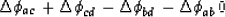 \begin{displaymath}
\Delta \phi_{ac} + \Delta \phi_{cd} - \Delta \phi_{bd} - \Delta \phi_{ab}
 \eq 0\end{displaymath}