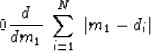 \begin{displaymath}
0 \eq {d \over dm_1} \ \sum_{i=1}^N \ \vert m_1-d_i\vert \end{displaymath}