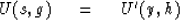 \begin{displaymath}
U ( s, g )\ \eq \ U' ( y , h )\end{displaymath}