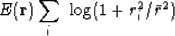 \begin{displaymath}
E(\bold r) \eq \sum_i \ \log (1+r_i^2/\bar r^2)\end{displaymath}